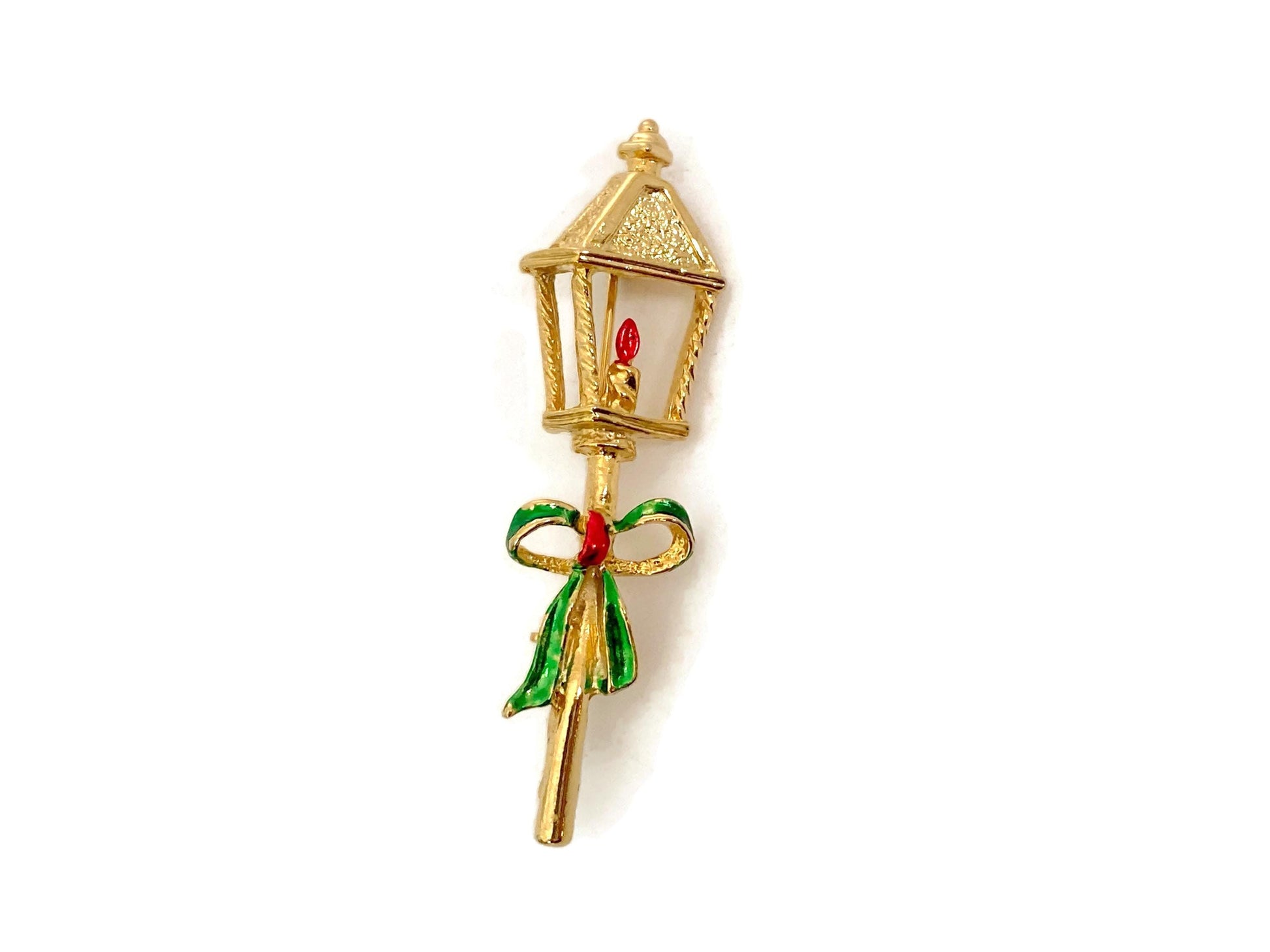 Vintage Christmas Pin Brooch - New View Holiday Lantern at Duckwells