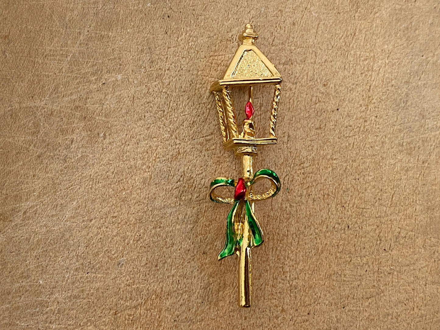 Vintage Christmas Pin Brooch - New View Holiday Lantern at Duckwells