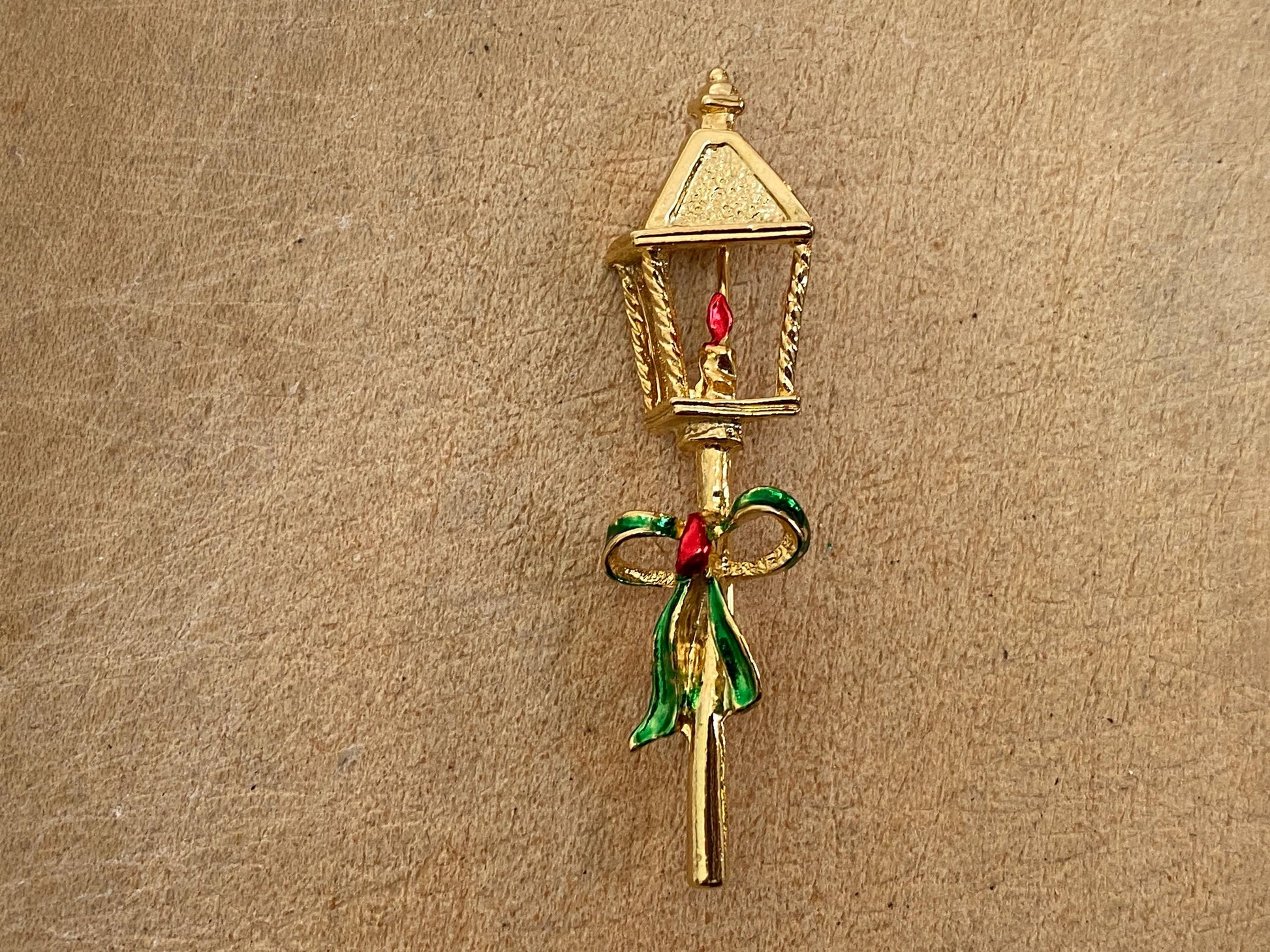 Vintage Christmas Pin Brooch - New View Holiday Lantern at Duckwells