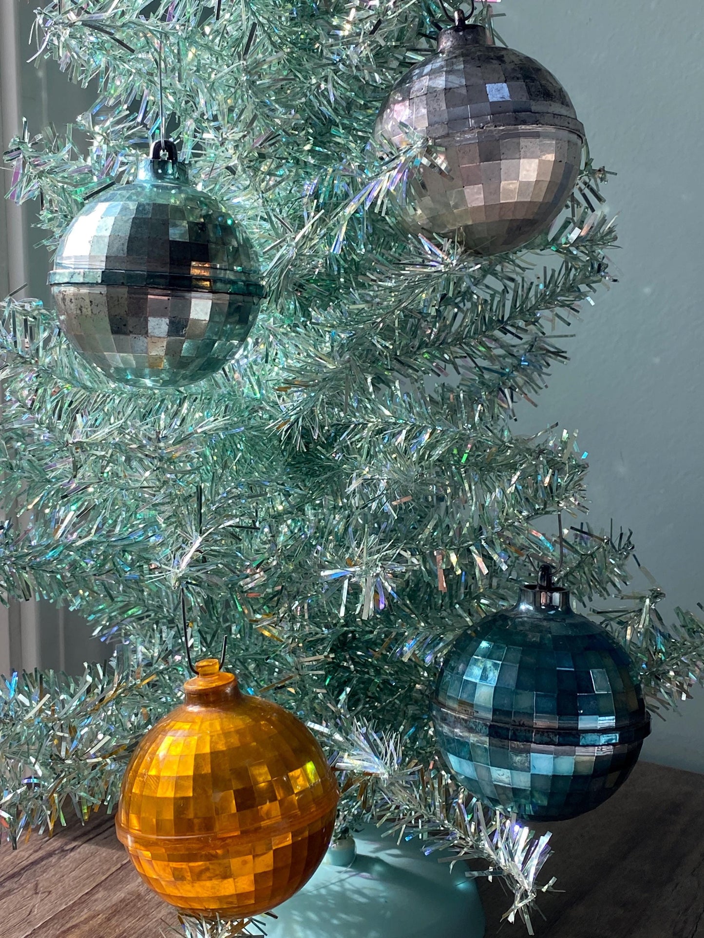 Vintage Plastic Christmas Ornaments Disco Balls at Duckwells