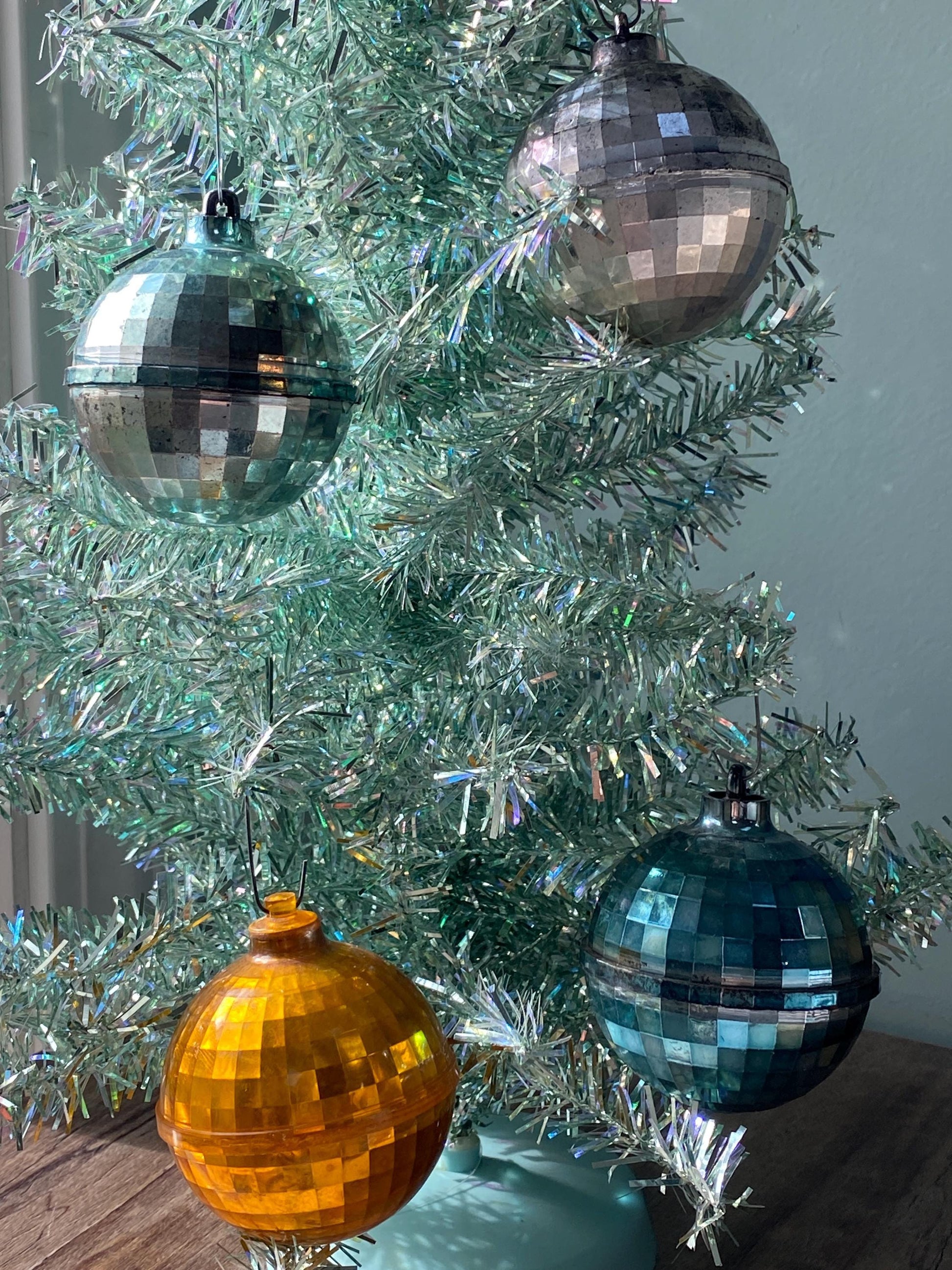 Vintage Plastic Christmas Ornaments Disco Balls at Duckwells