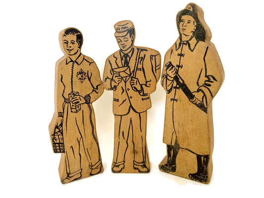 Vintage Wood Workmen Figurines at Duckwells