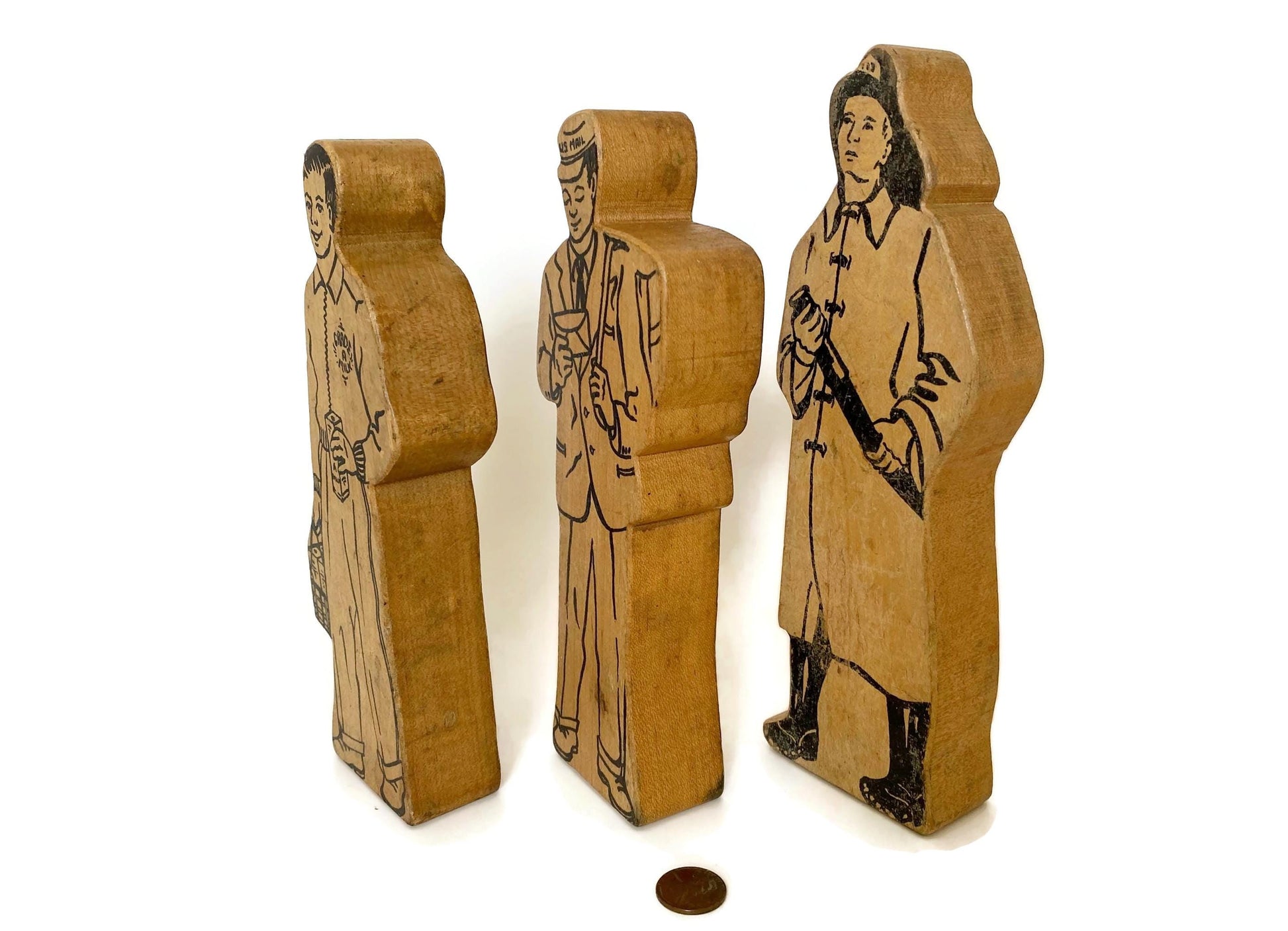 Vintage Wood Workmen Figurines at Duckwells