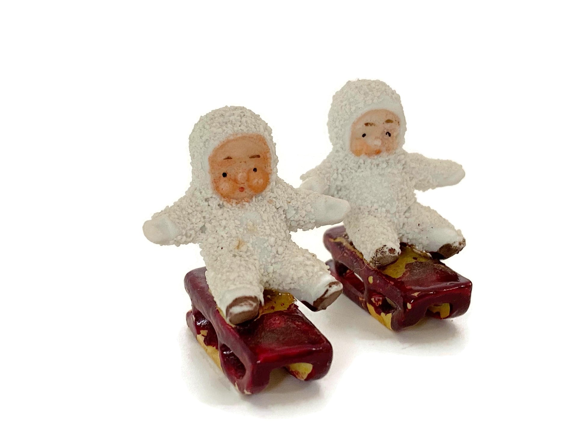 Antique German Bisque Porcelain Snow Baby Figurines at Duckwells