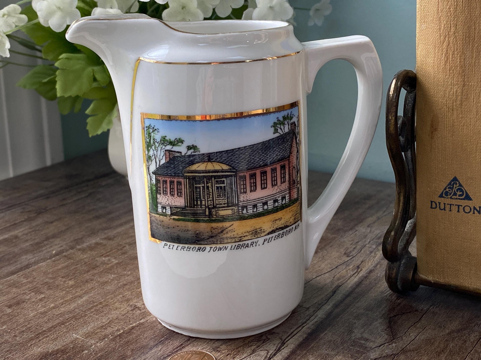 Antique Souvenir Creamer, Peterboro, New Hampshire at Duckwells