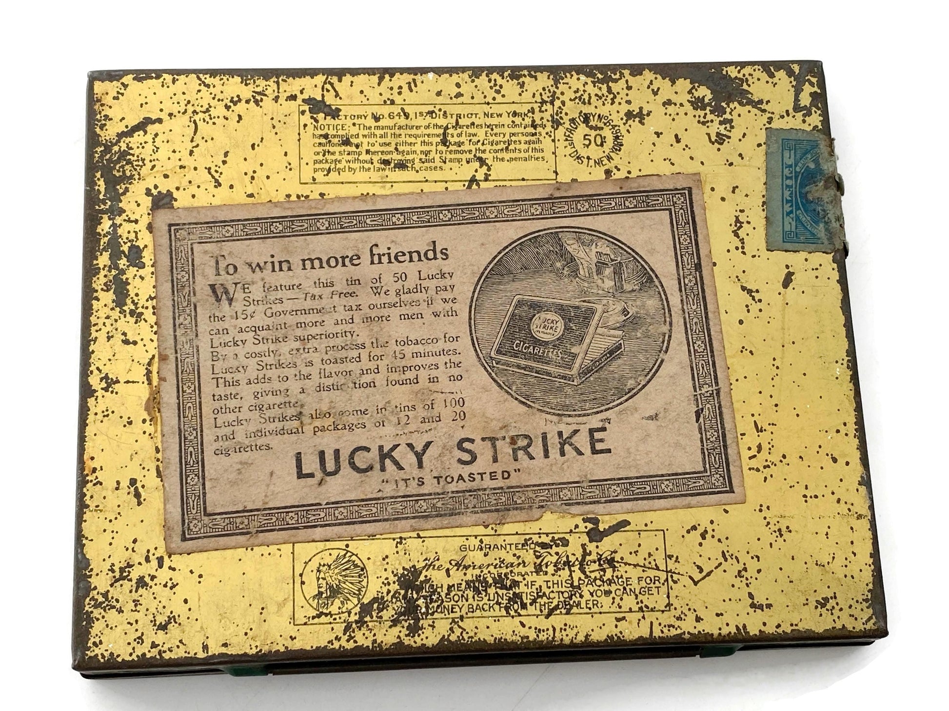 Antique Lucky Strike Tobacco Cigarette Tin at Duckwells
