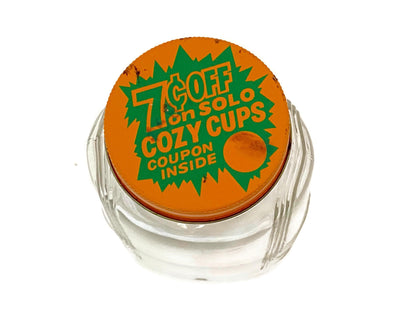 Vintage Glass Jar, Art Deco, with Solo Cup Advertisement at Duckwells