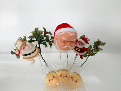 Vintage Christmas Floral Picks with Santas and Shiny Brite Angels at Duckwells