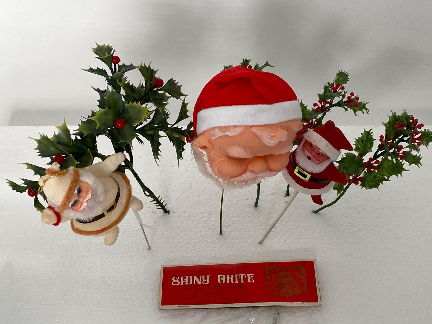 Vintage Christmas Floral Picks with Santas and Shiny Brite Angels at Duckwells