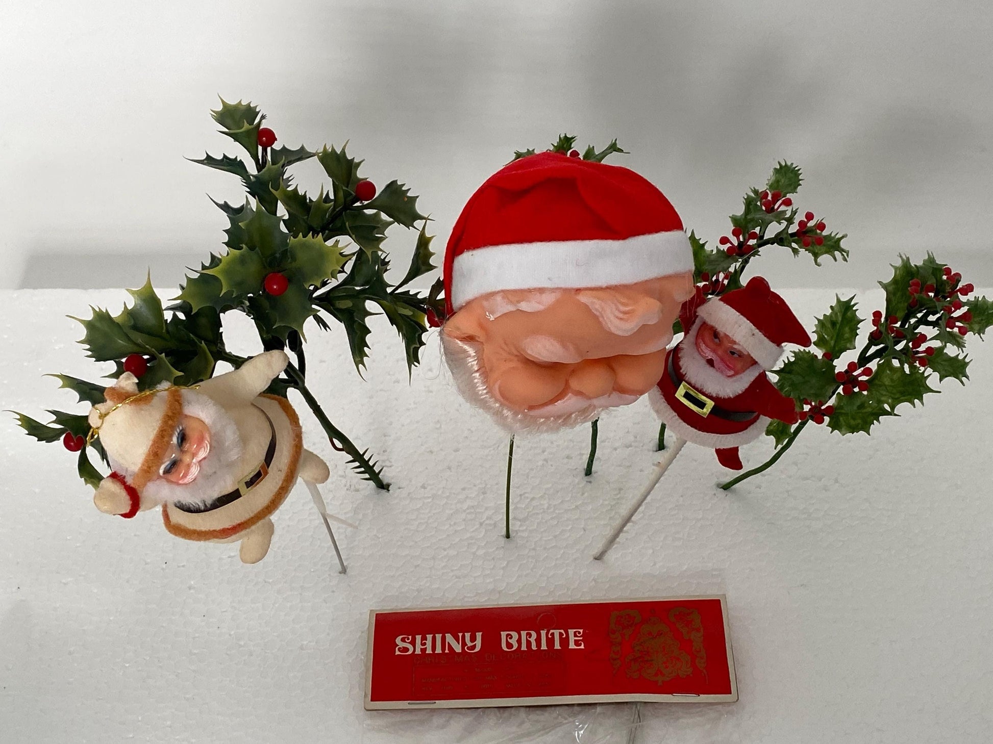 Vintage Christmas Floral Picks with Santas and Shiny Brite Angels at Duckwells