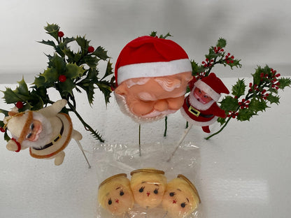 Vintage Christmas Floral Picks with Santas and Shiny Brite Angels at Duckwells