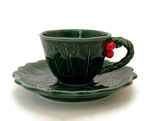 Midcentury Christmas Cup and Saucer Set by Lefton at Duckwells