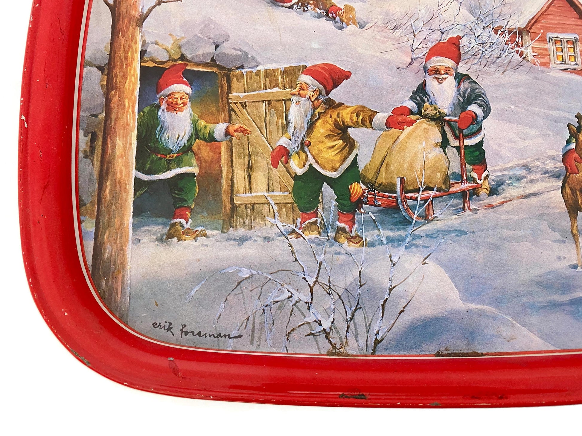 Vintage Erik Forsman Gnome Winter Scene Tray at Duckwells