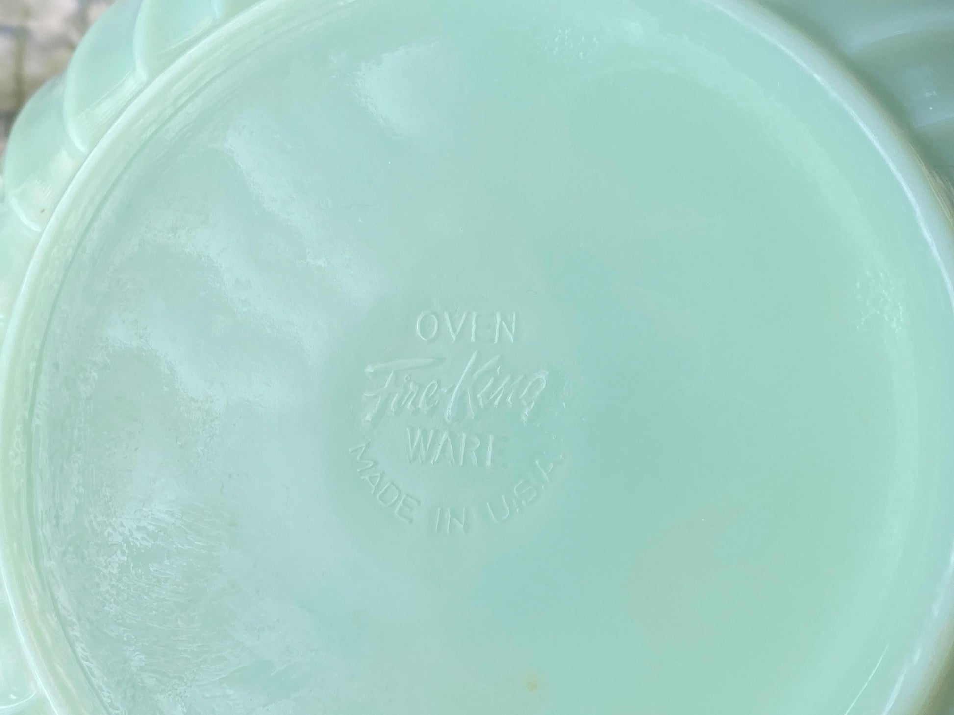 Vintage Fire King Jadeite Swirl 9" Mixing Bowl at Duckwells