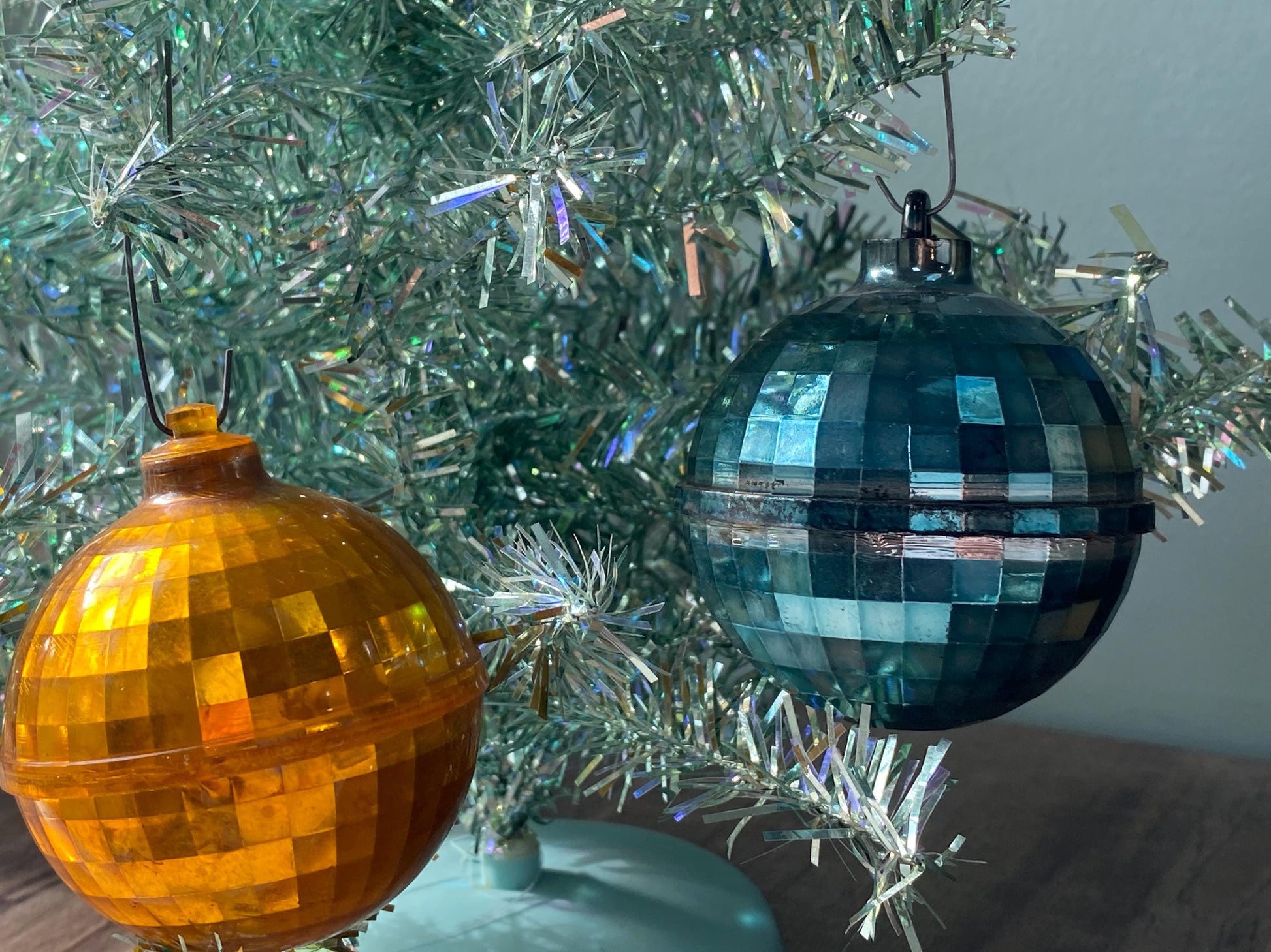 Vintage Plastic Christmas Ornaments Disco Balls at Duckwells