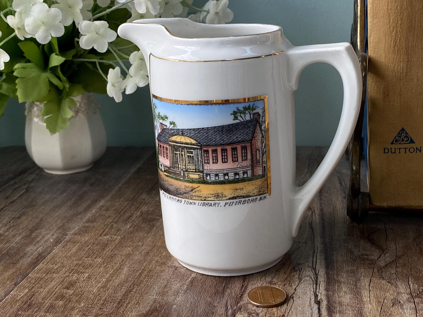 Antique Souvenir Creamer, Peterboro, New Hampshire at Duckwells