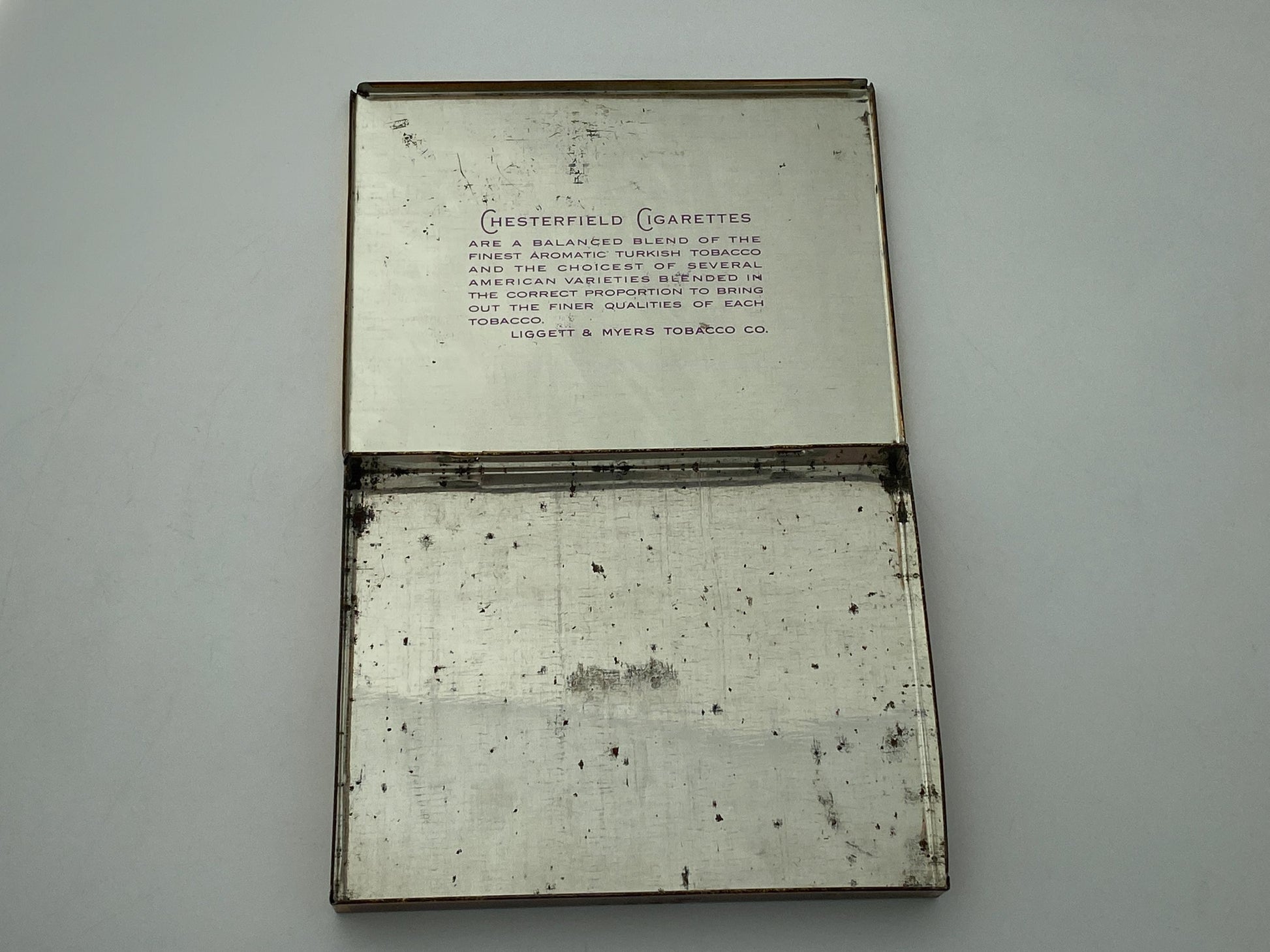 Antique Chesterfield Tobacco Cigarette Tin at Duckwells