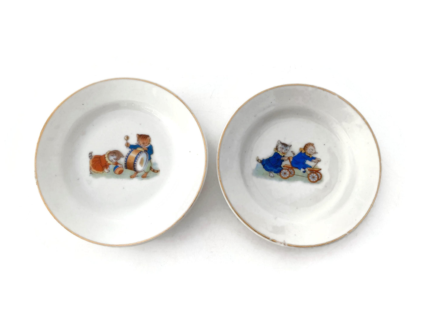 Antique Childs Dishes with Kitty Cats at Duckwells