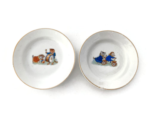 Antique Childs Dishes with Kitty Cats at Duckwells