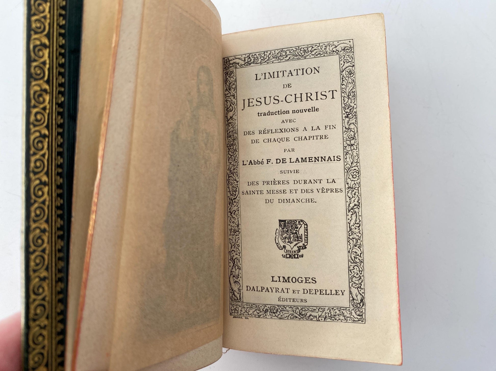 Antique French Book, Imitation de Jesus Christ, Pocket Devotional at Duckwells