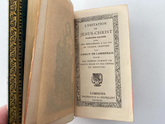 Antique French Book, Imitation de Jesus Christ, Pocket Devotional at Duckwells