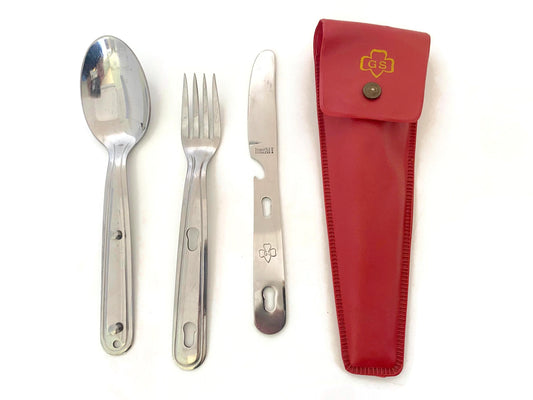 Vintage Girl Scout Utensil Set in GS Pouch at Duckwells