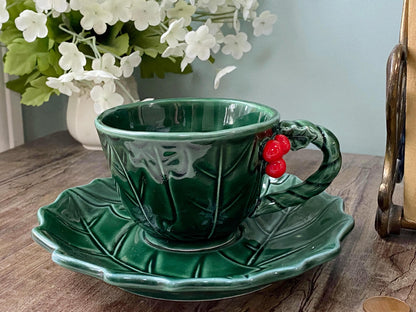 Midcentury Christmas Cup and Saucer Set by Lefton at Duckwells