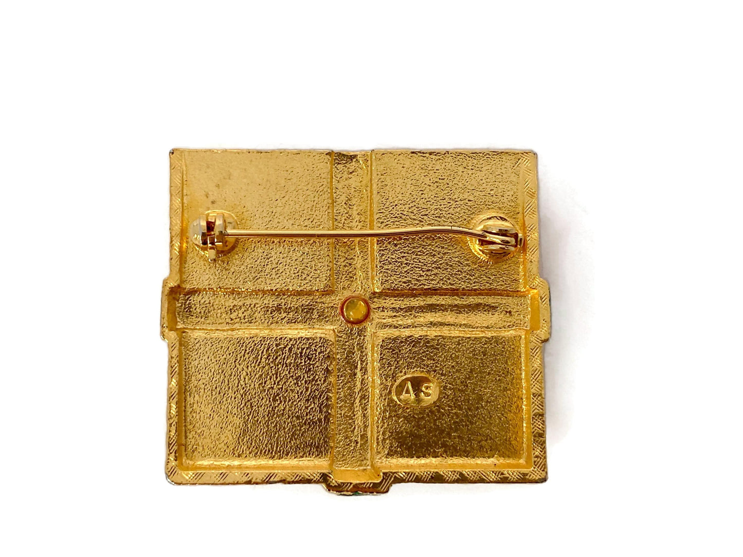 Vintage Holiday Gift Box Brooch by Attwood & Sawyer at Duckwells