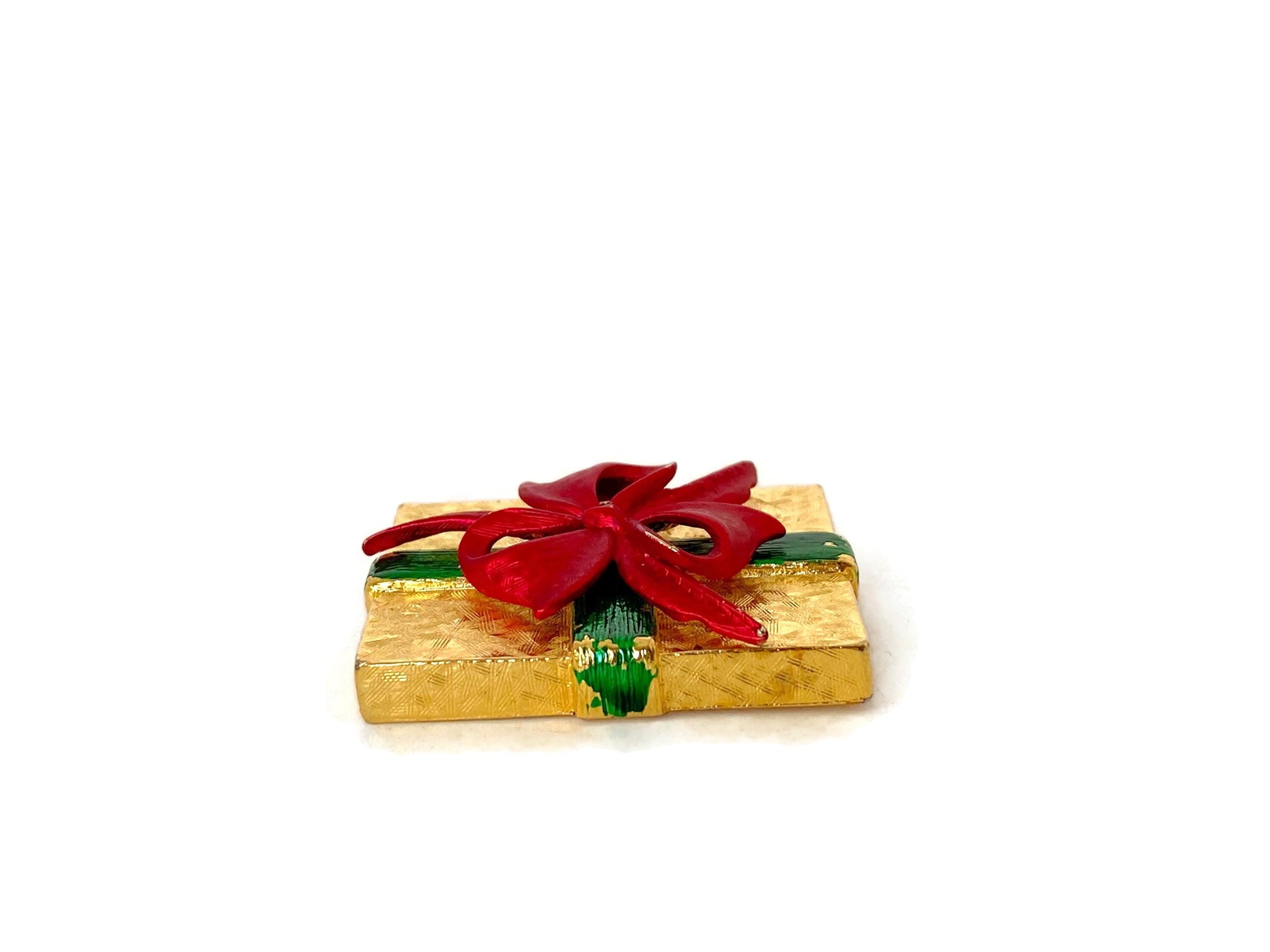 Vintage Holiday Gift Box Brooch by Attwood & Sawyer at Duckwells