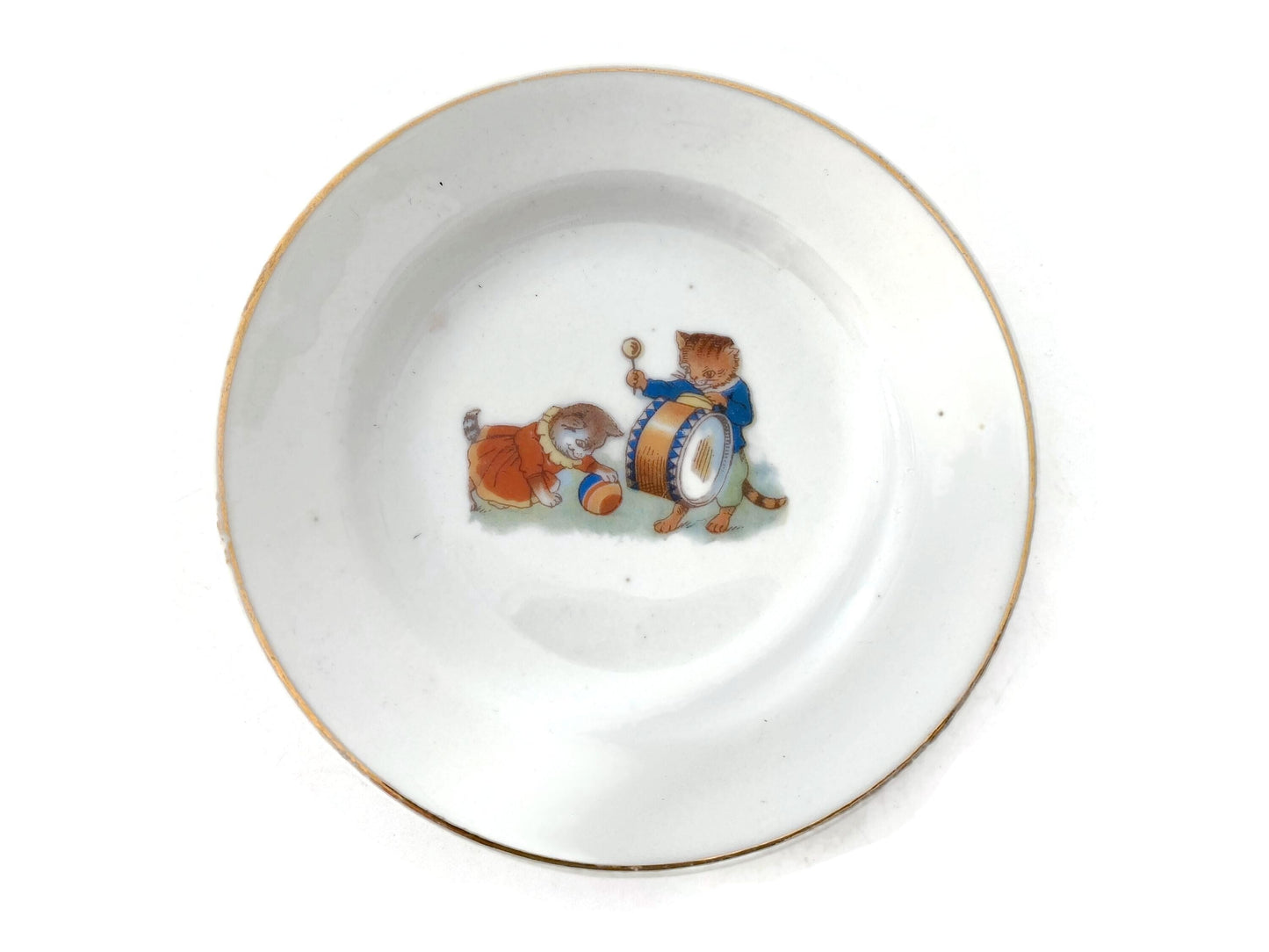 Antique Childs Dishes with Kitty Cats at Duckwells
