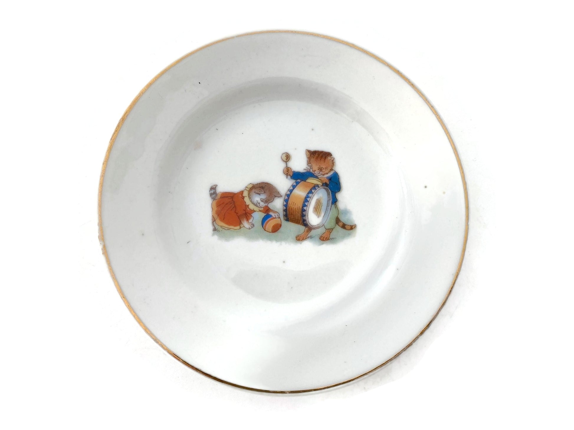 Antique Childs Dishes with Kitty Cats at Duckwells