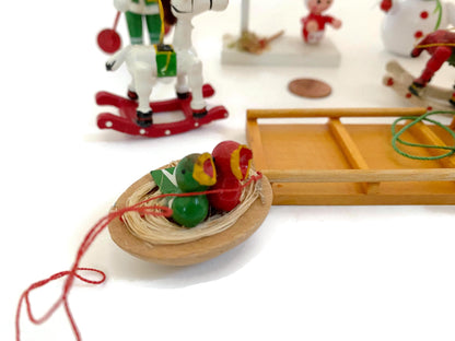 Vintage Wood Christmas Nine Ornaments or Figurines at Duckwells