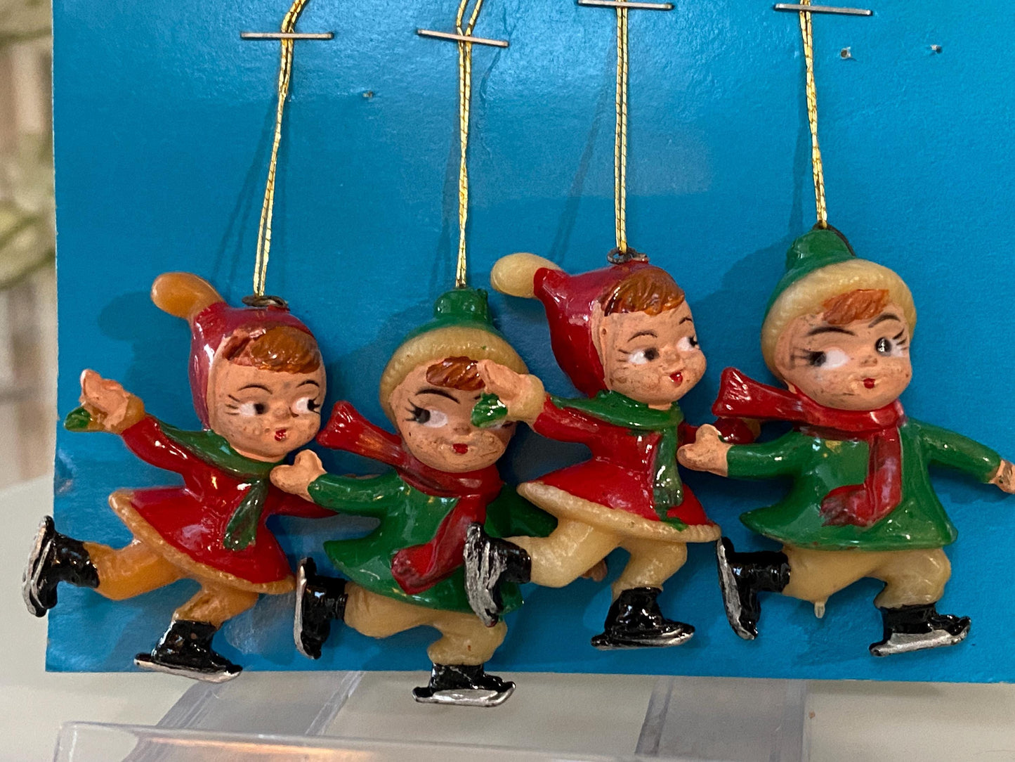 Vintage Ice Skaters Ornaments Made in Hong Kong at Duckwells
