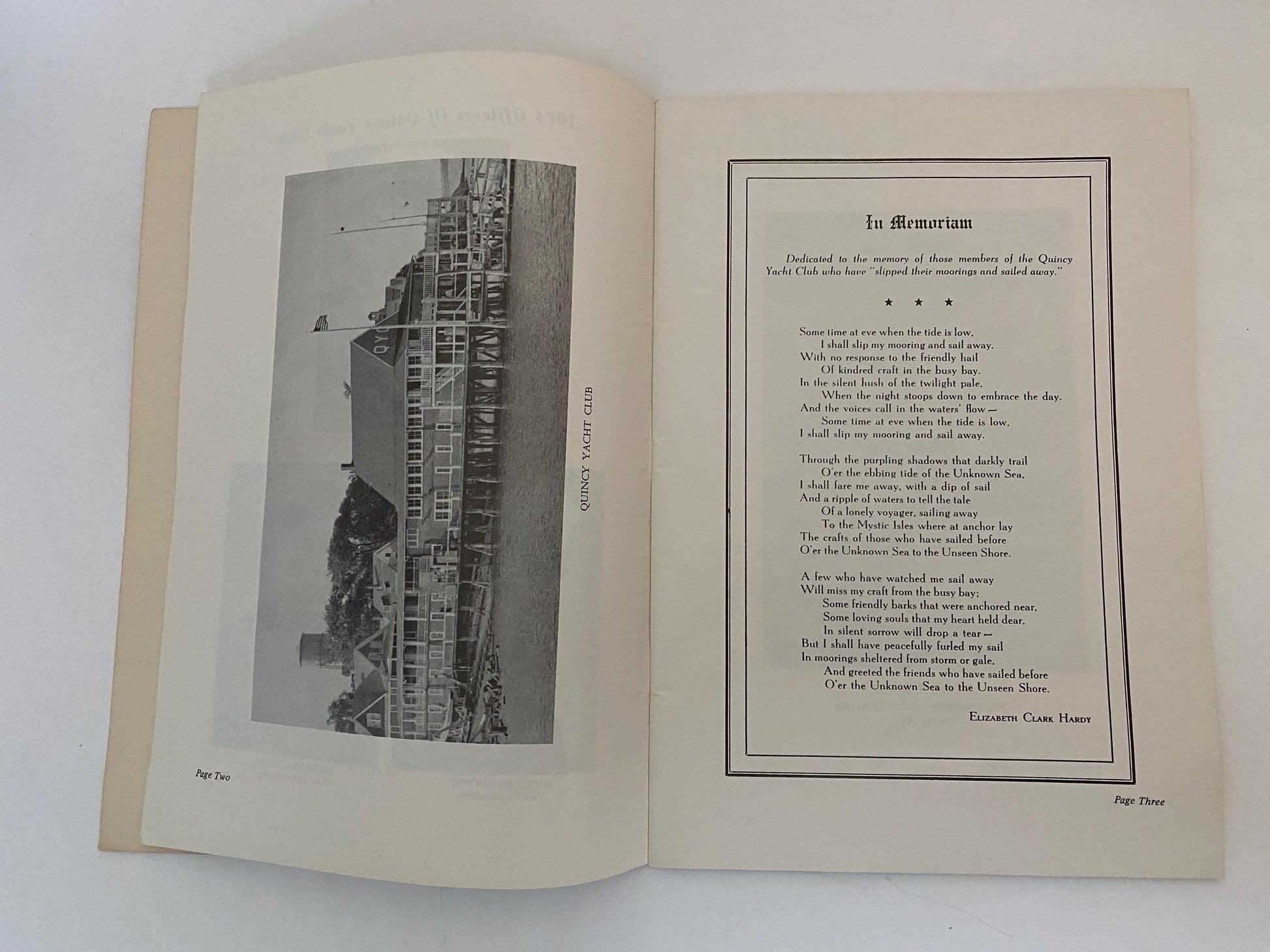 Vintage Quincy Yacht Club 19774 Anniversary Book at Duckwells
