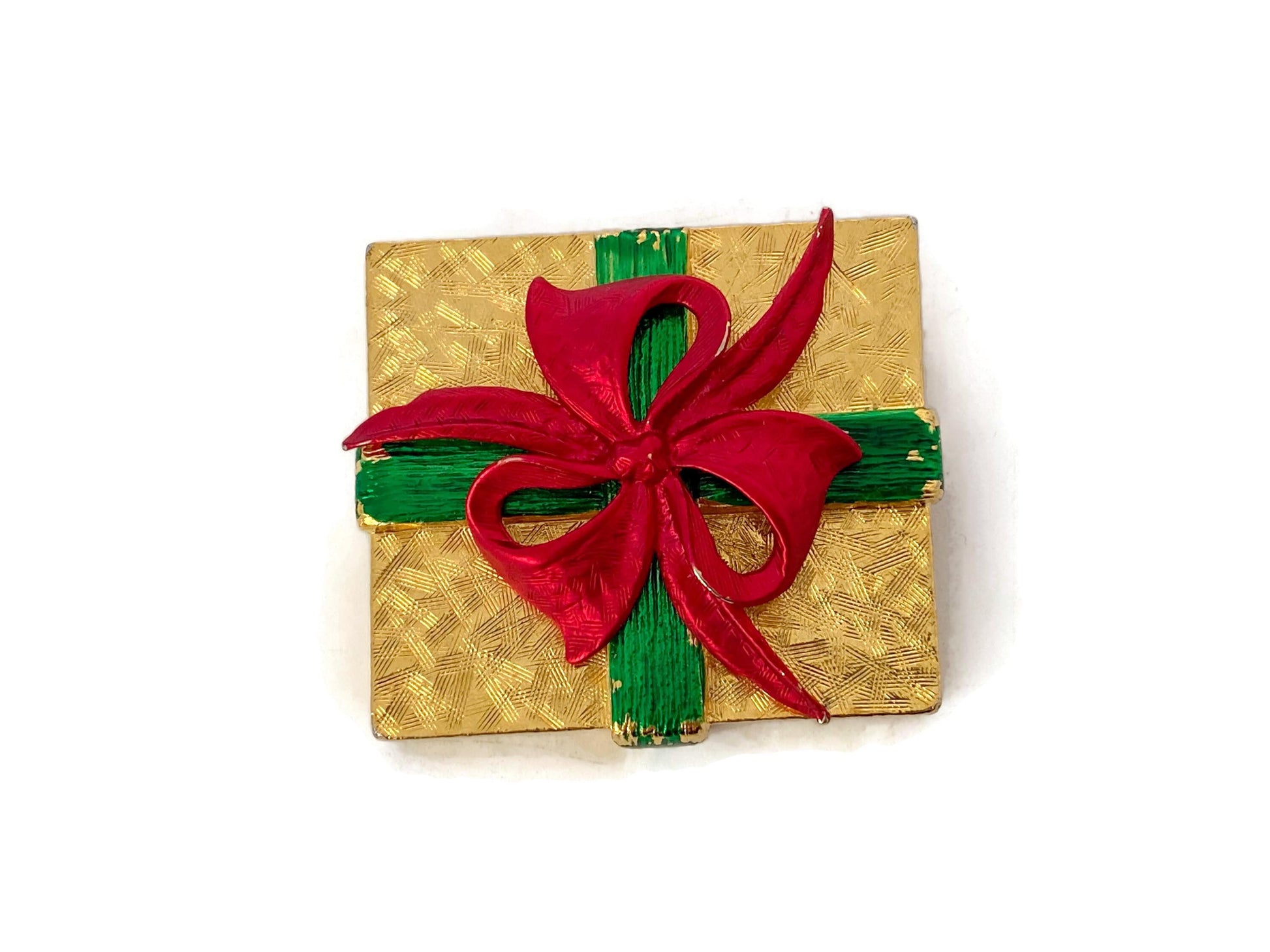 Vintage Holiday Gift Box Brooch by Attwood & Sawyer at Duckwells