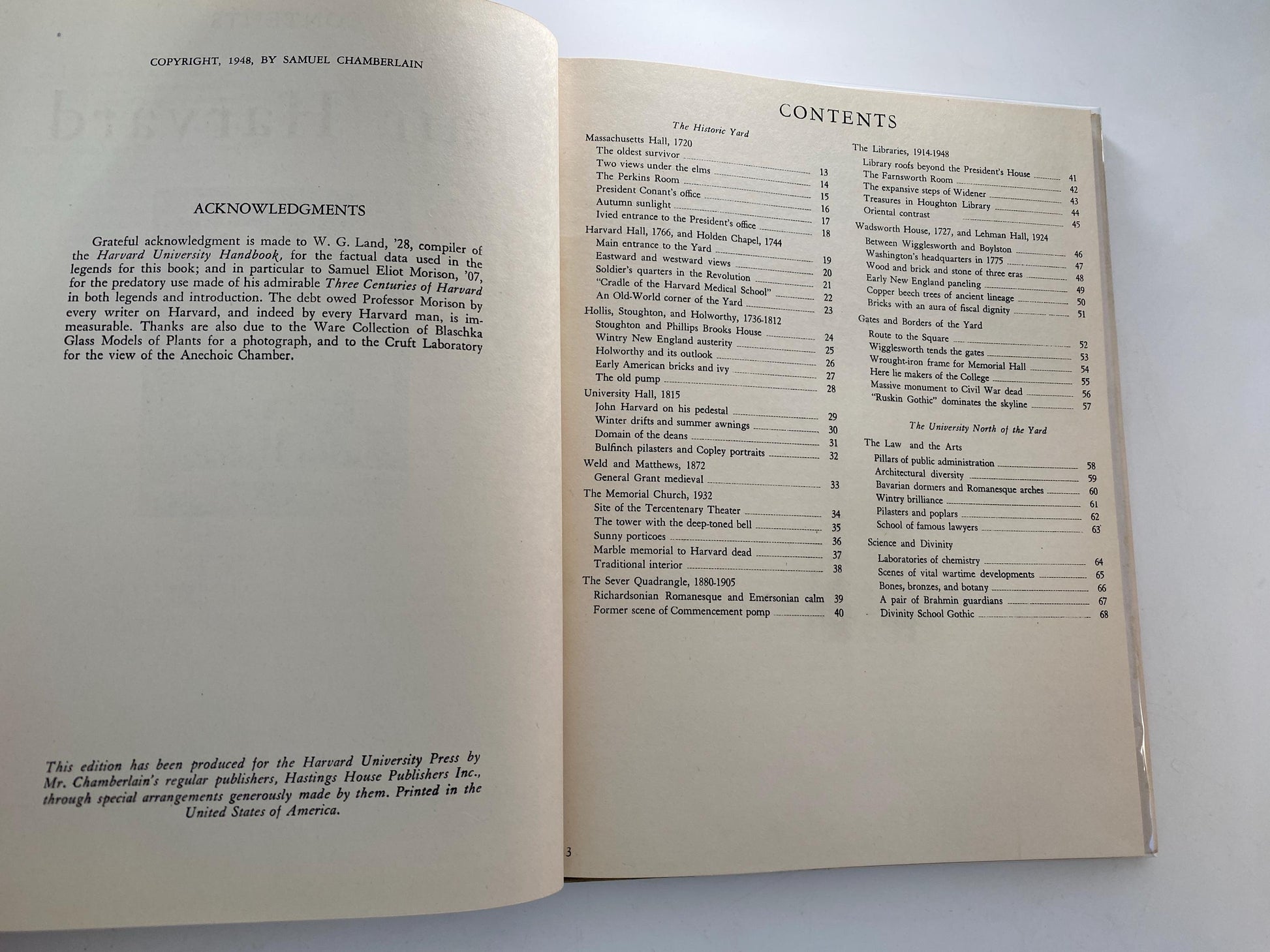 Vintage Book, Fair Harvard, Photographs by Samuel Chamberlain at Duckwells