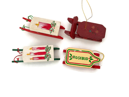 Vintage Wood Sled Christmas Ornaments at Duckwells