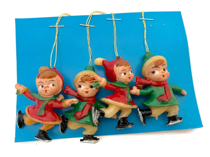 Vintage Ice Skaters Ornaments Made in Hong Kong at Duckwells