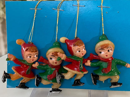 Vintage Ice Skaters Ornaments Made in Hong Kong at Duckwells