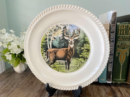 Vintage LL Bean Plate, White Tailed Deer by Delano Studios at Duckwells