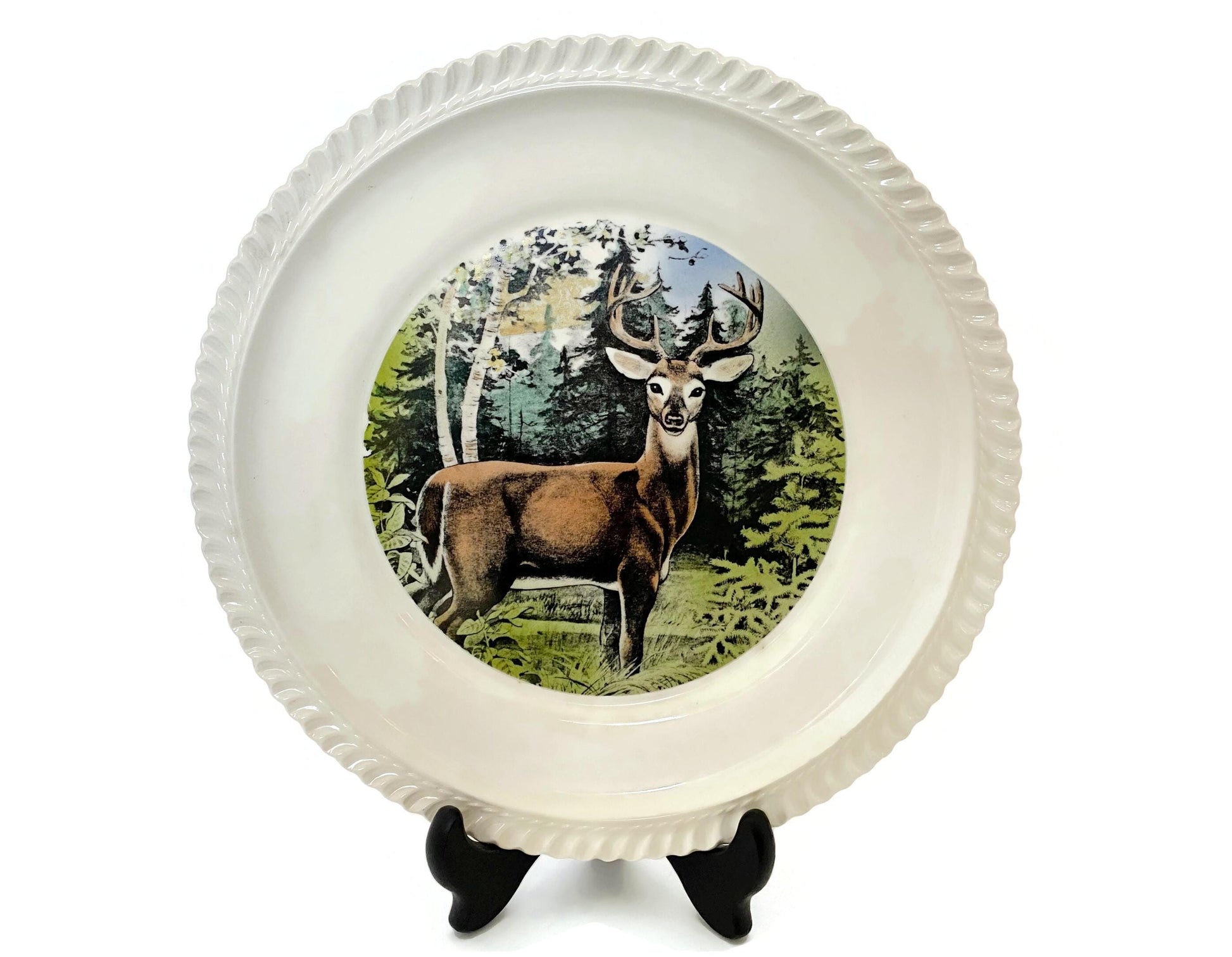 Vintage LL Bean Plate, White Tailed Deer by Delano Studios at Duckwells