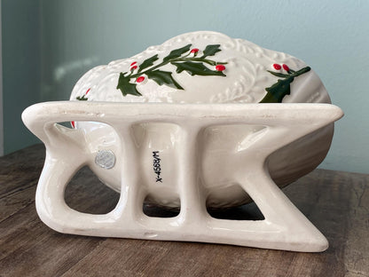 Vintage Christmas Napco Ceramic Sleigh at Duckwells