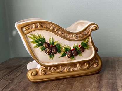 Vintage Christmas Ceramic Sleigh by Napco at Duckwells