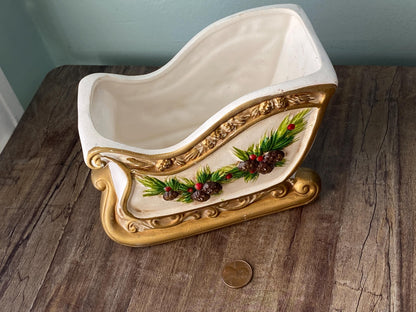 Vintage Christmas Ceramic Sleigh by Napco at Duckwells