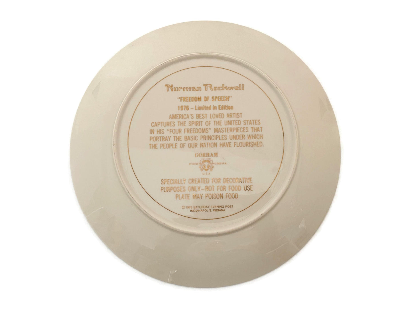 Vintage Norman Rockwell Plate, Freedom of Speech at Duckwells