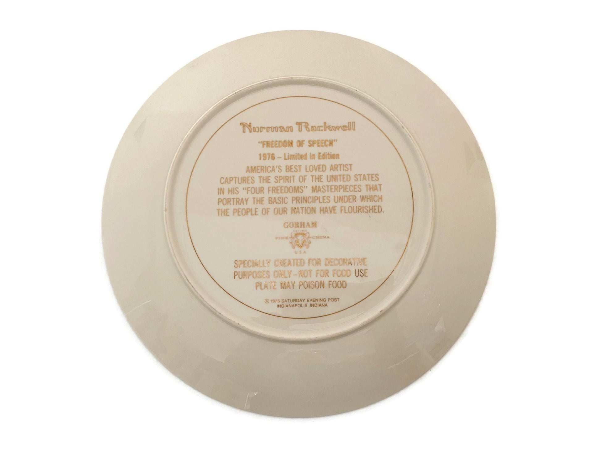 Vintage Norman Rockwell Plate, Freedom of Speech at Duckwells