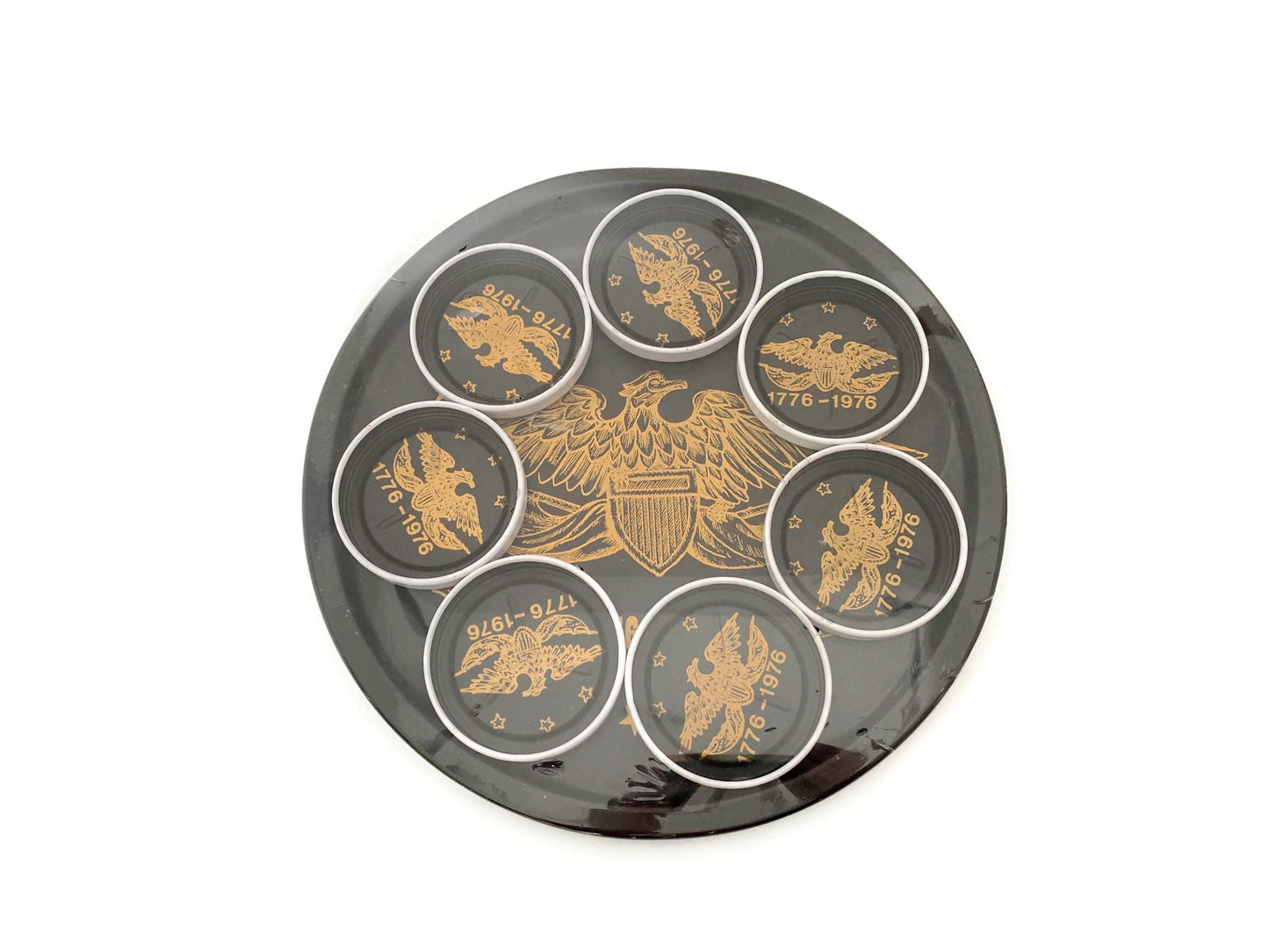 Midcentury Bicentennial Metal Souvenir Tray Set at Duckwells