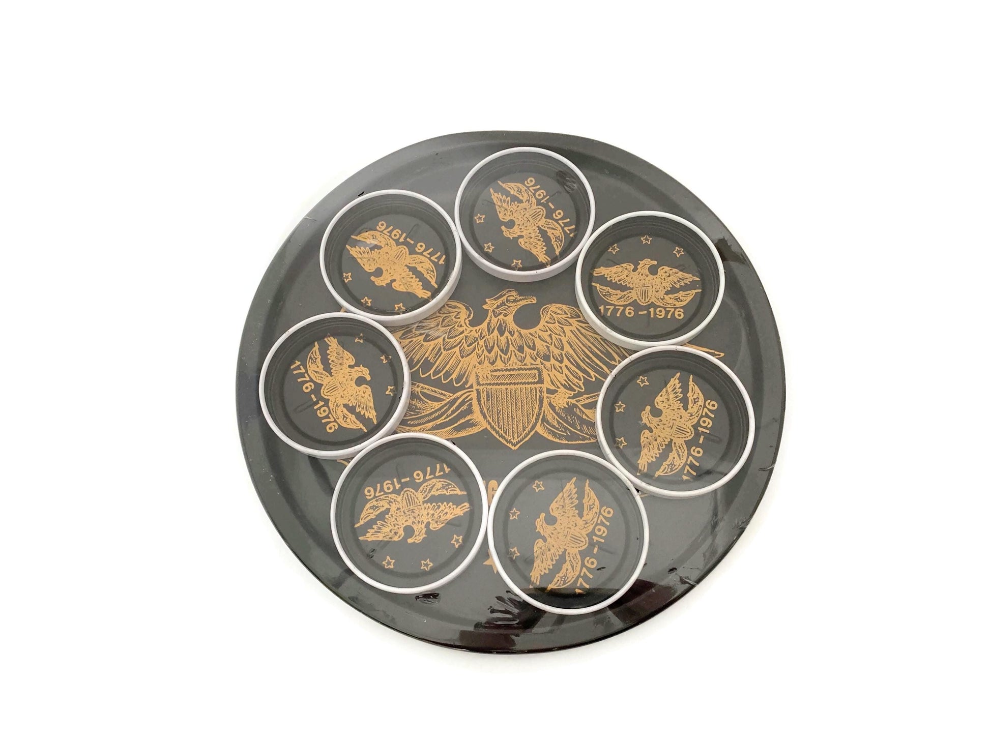 Midcentury Bicentennial Metal Souvenir Tray Set at Duckwells