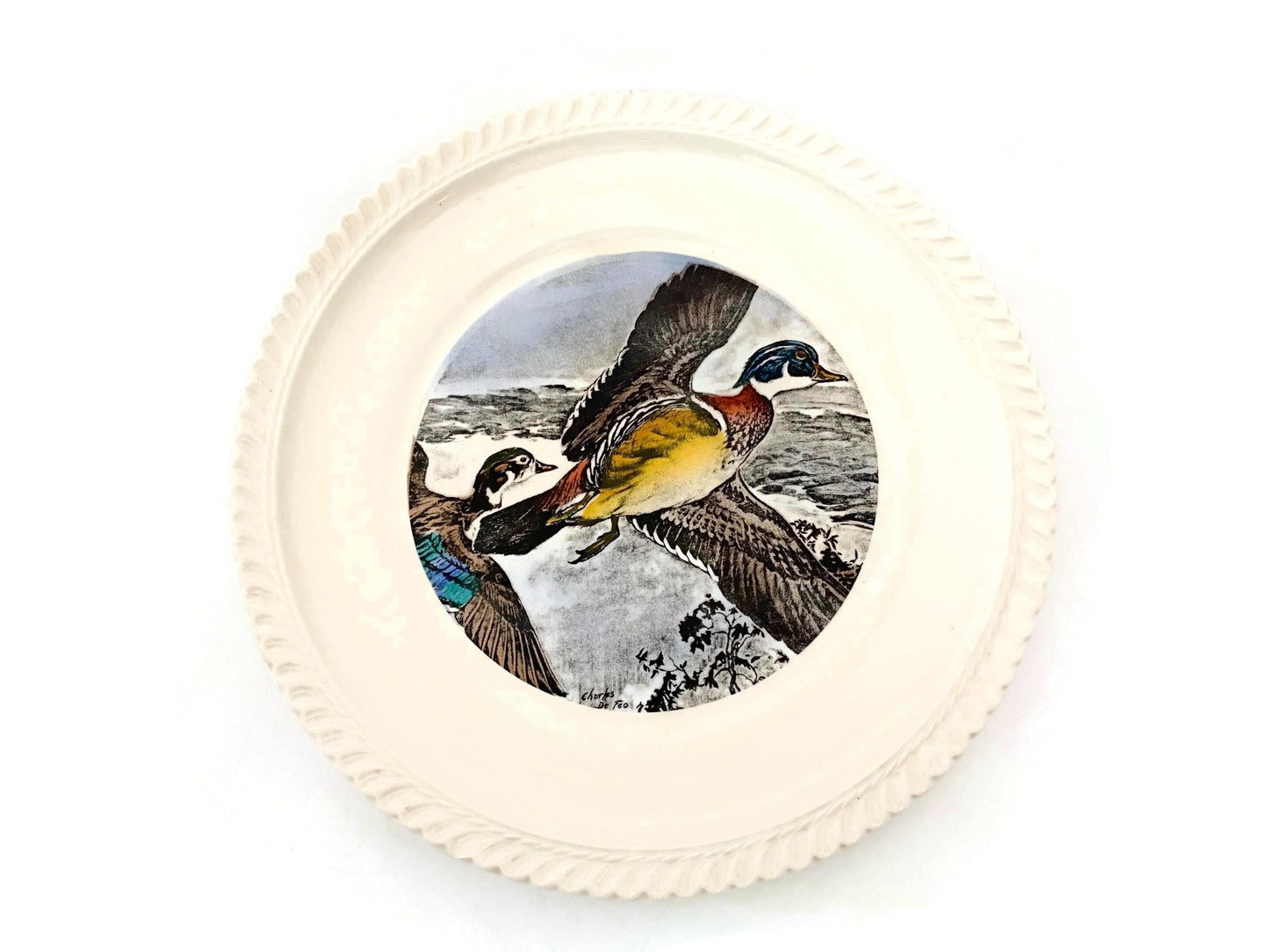 Vintage LL Bean Plate, Wood Ducks by Delano Studios at Duckwells