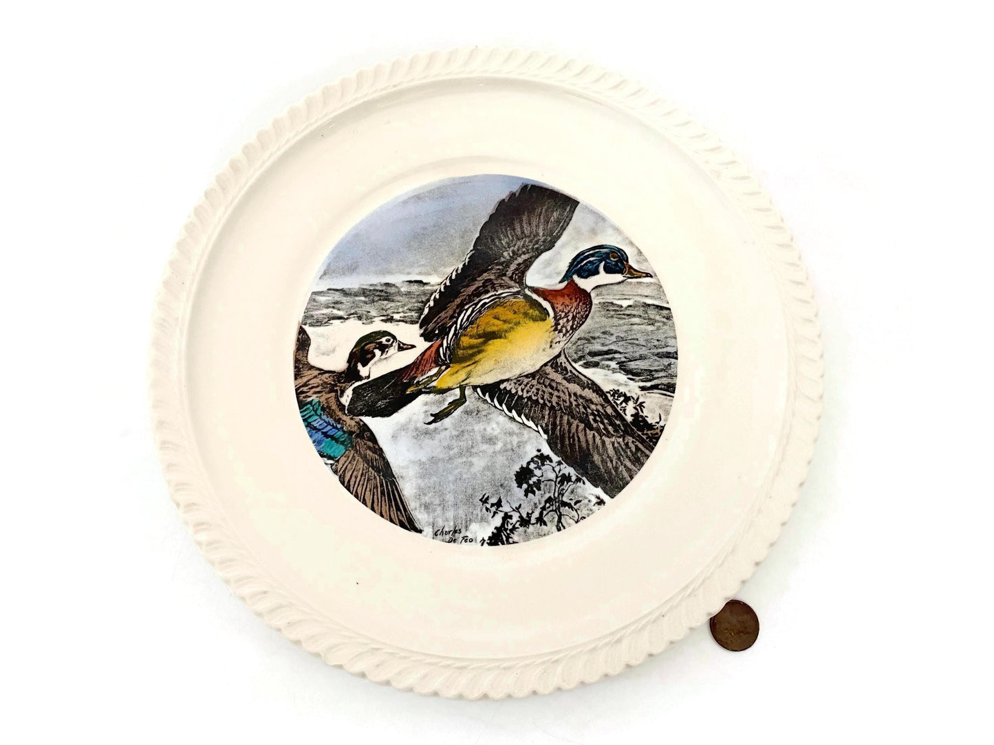 Vintage LL Bean Plate, Wood Ducks by Delano Studios at Duckwells